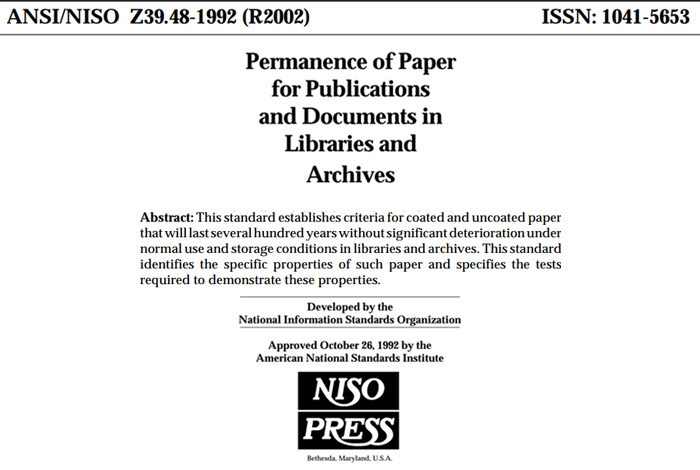 ANSI/NISO-Z39.48-1992 ANSI/NISO-Z39.48-1992